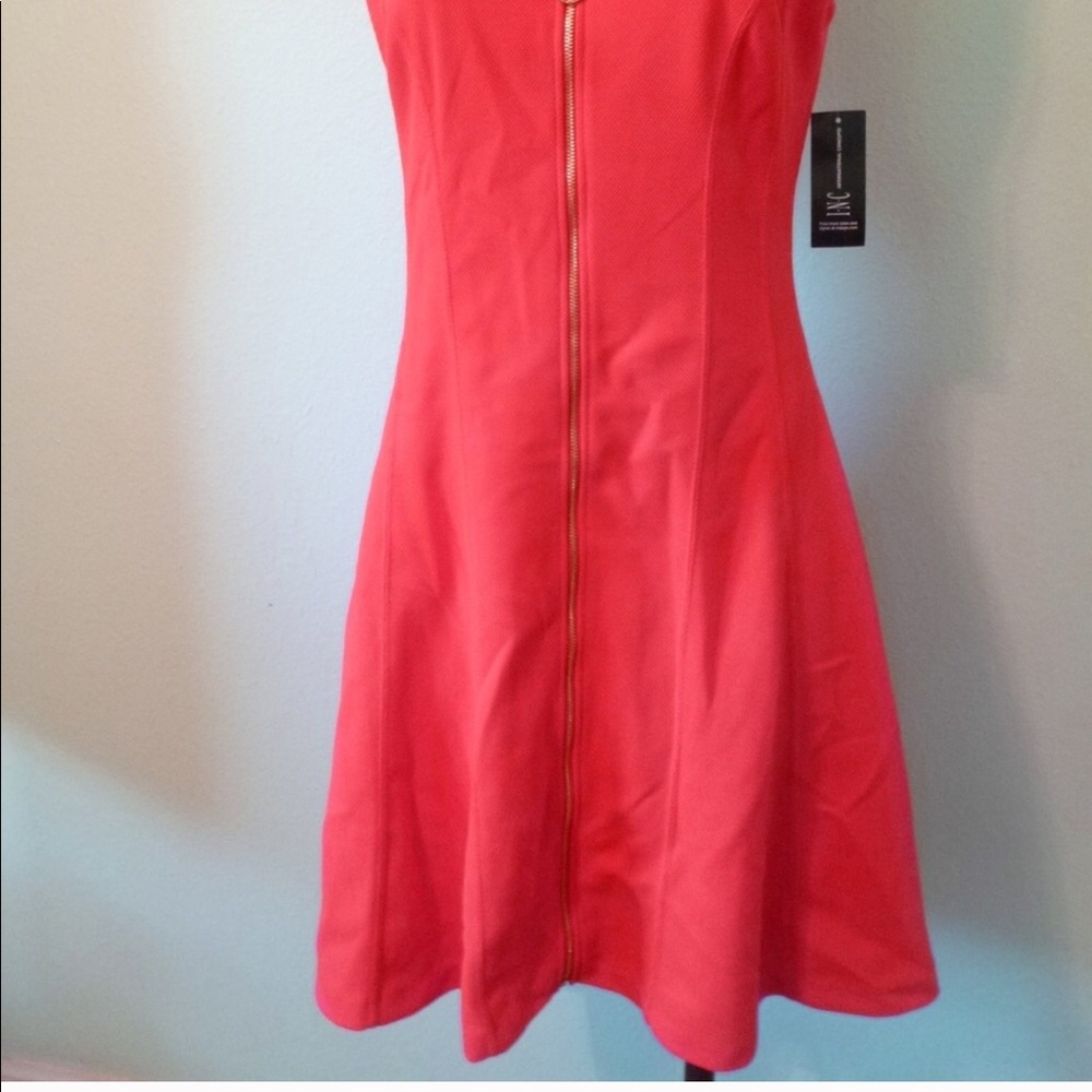 INC Red Zip Up Fit & Flare Dress Women’s Size S Y2K Summet Dress - Picture 4 of 7